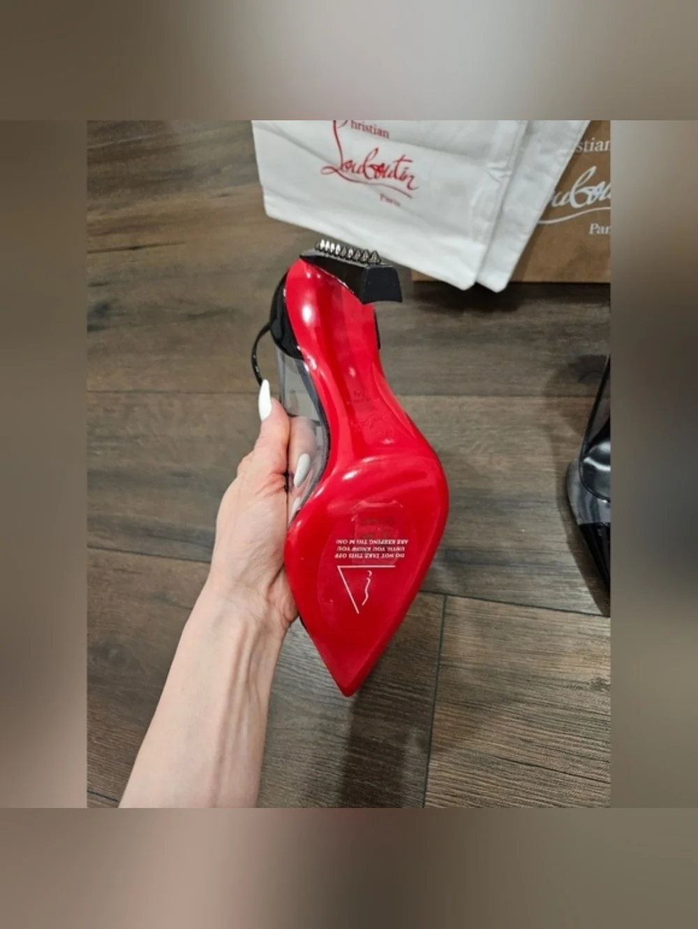 CHRISTIAN LOUBOUTIN Debout Condora 100 PVC Patent Pumps 40 NWT Black - Picture 10 of 12